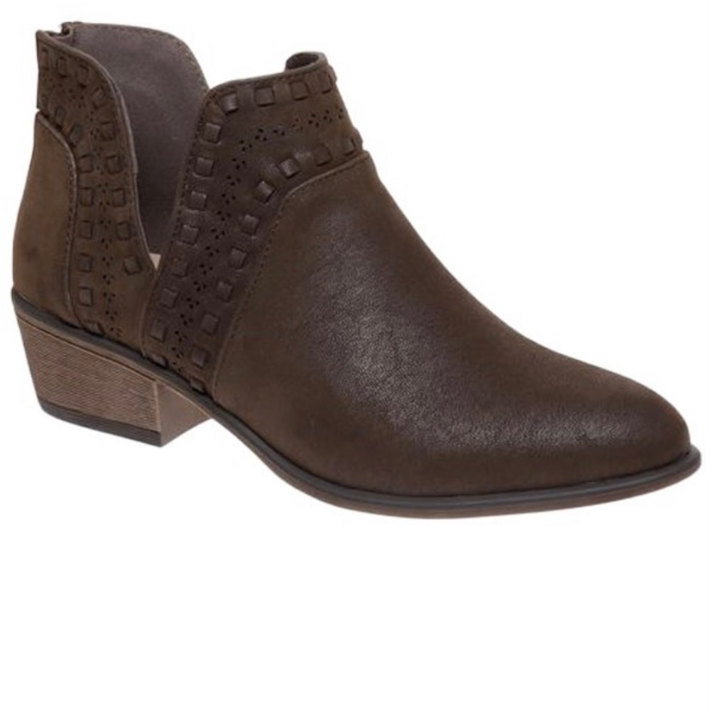 Dark Brown Side Slit Ankle Booties